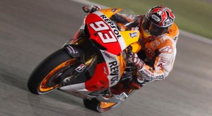 Marquez rides his bike during a free practice session at the MotoGP World Championship at the Losail International circuit in Doha